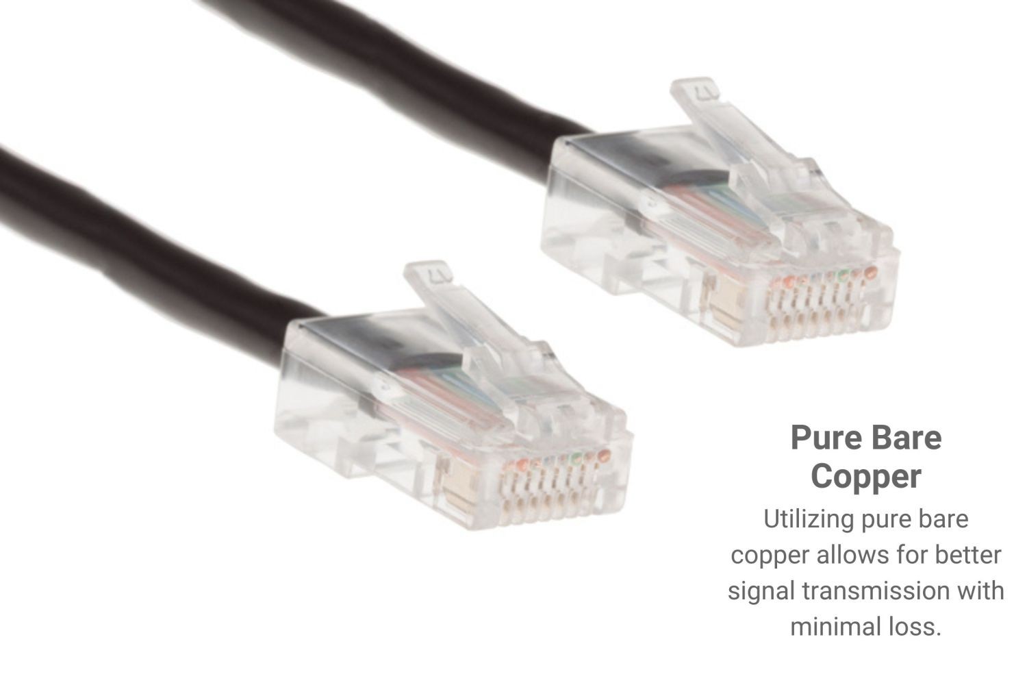 CAT5e Ethernet Patch Cable, Non-Booted, 1 Foot, Black – Lifetime Warranty