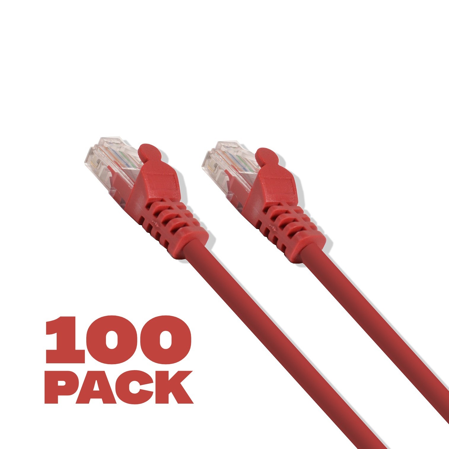 100 Pack – 1ft Cat5e Cable Ethernet LAN Network RJ45 Patch Cord Internet Red