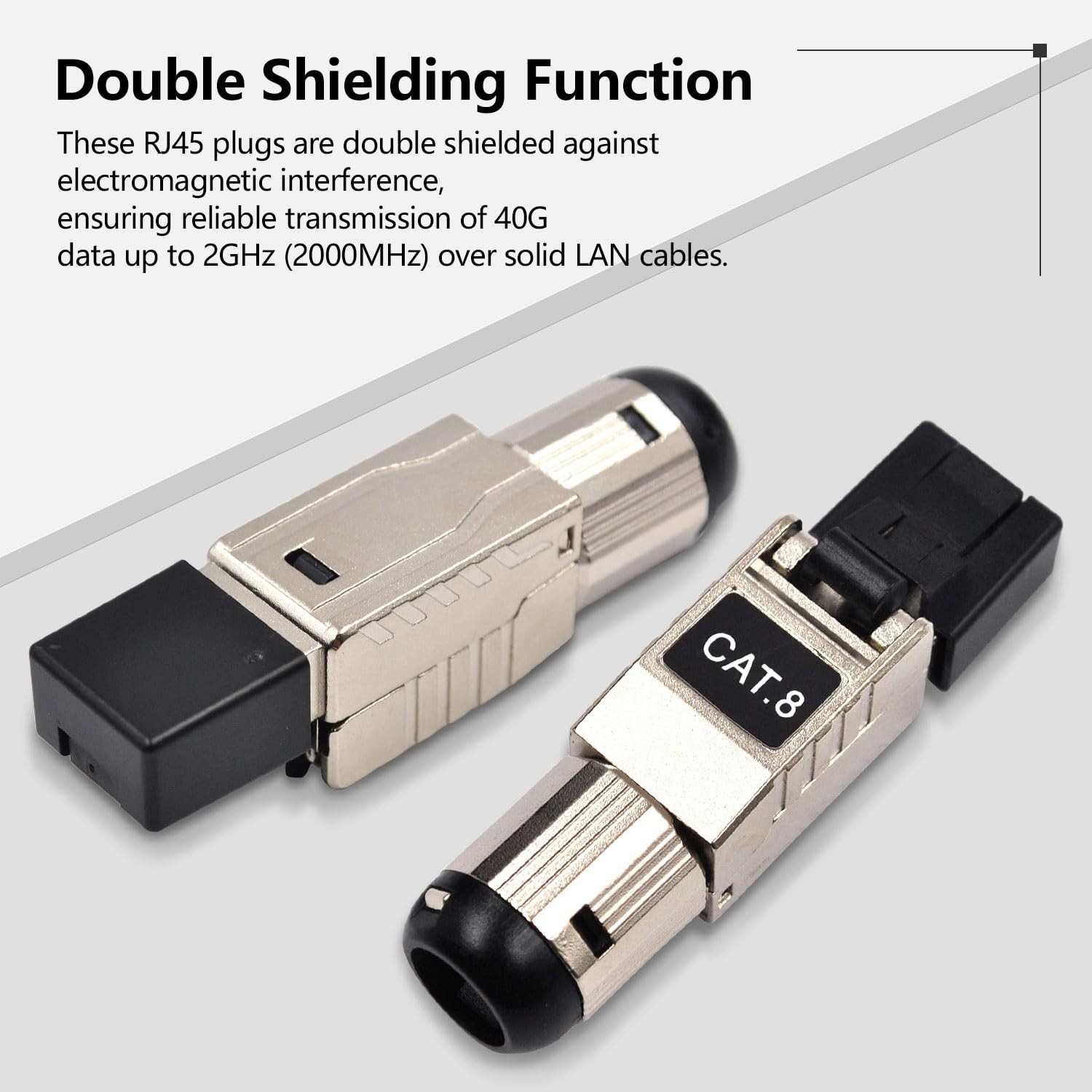 RJ45 Connectors Tool Free Cat8 2000MHz 2GHz 40G, 22AWG-24AWG Set of 12