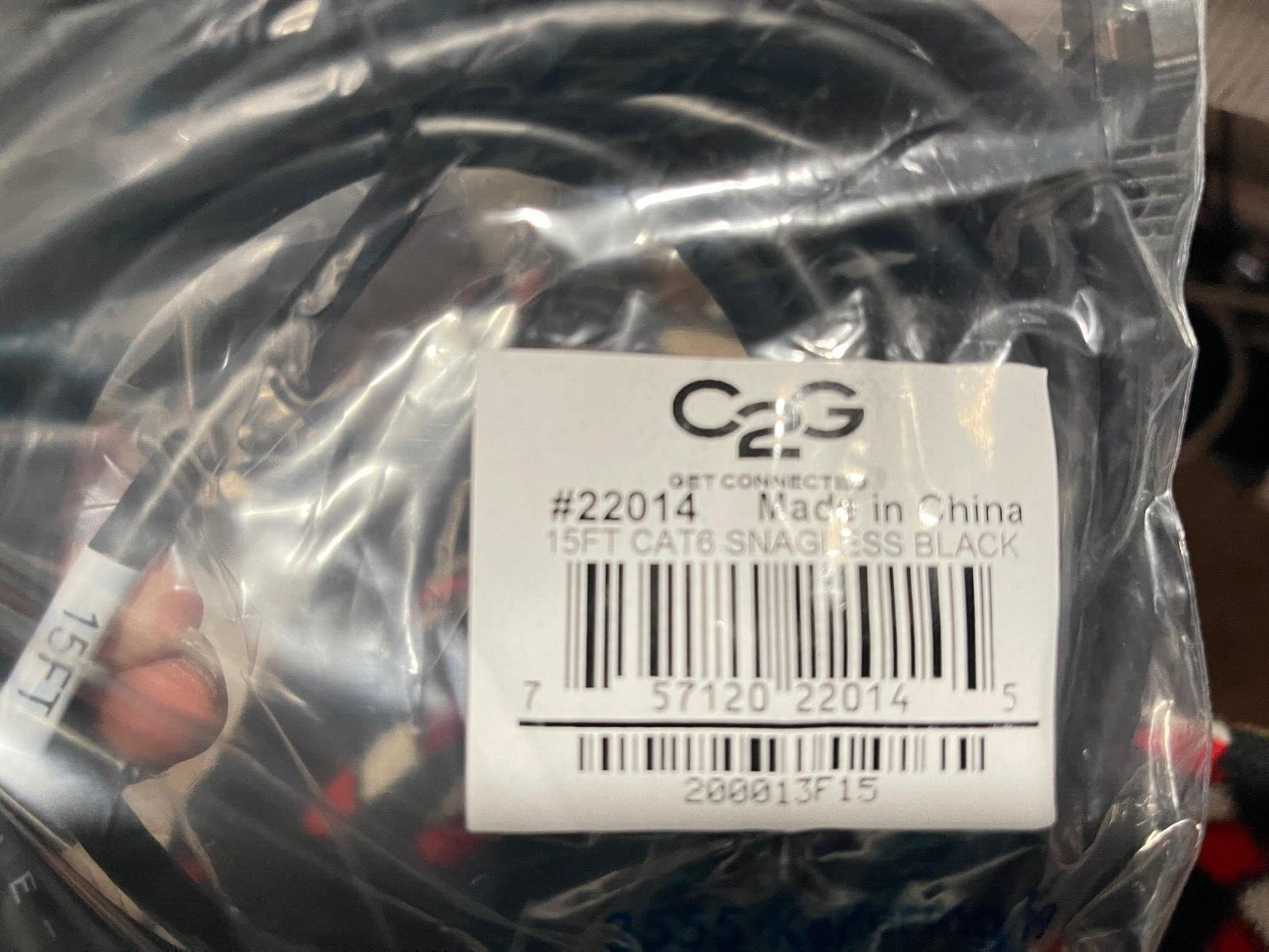C2G 22014 15 ft Cat6 Snagless UTP Unshielded Network Patch Cable Black 15ft(Z12)