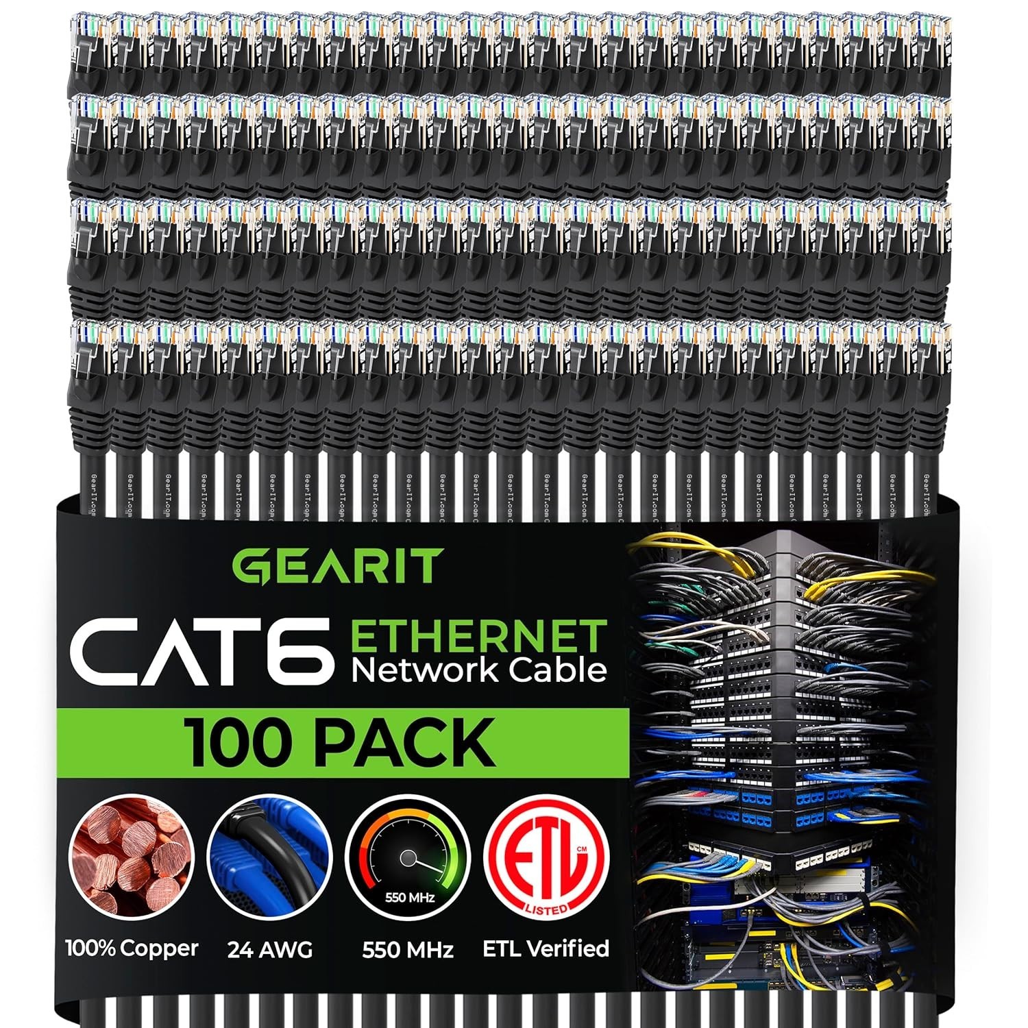 100-Pack GEARIT 0.5 ft (6 Inch) Cat6 Ethernet Patch Cables RJ45 Male-to-Male