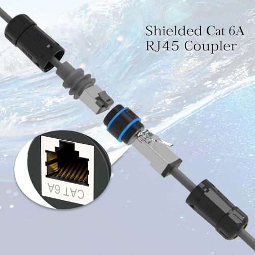 – RJ45 Cat6A Coupler – IP68 Waterproof Shielded Ethernet Inline Lot de 1