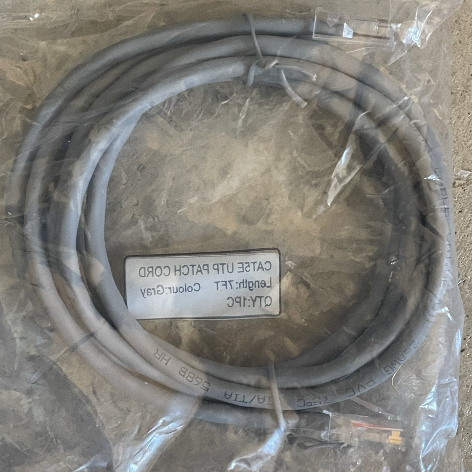 CAT5E UTP Patch Cord 7 Feet Gray Ethernet Network Cable LAN 7Ft EIA/TIA 568B PVC