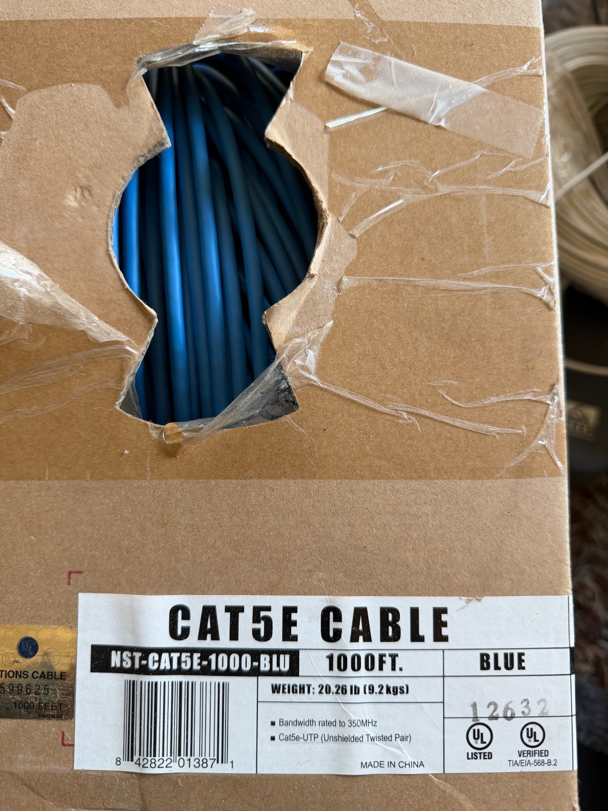 200ft CAT5E Lan cable 4PAIR 24AWG Twisted Pair STP Stranded Blue (no box)