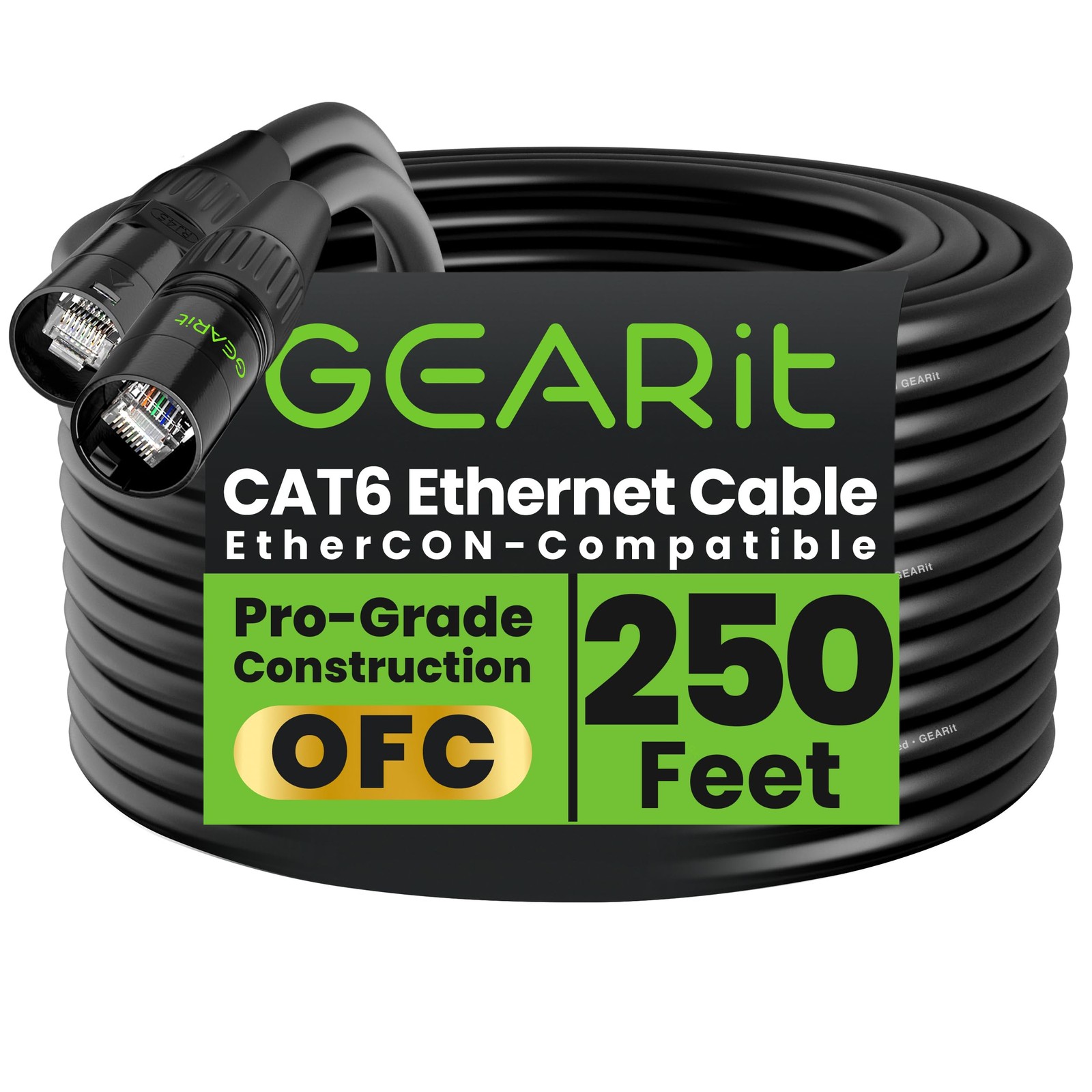 GEARit Shielded CAT6 Ethercon Cable 250 Feet Professional Audio & Lighting RJ45
