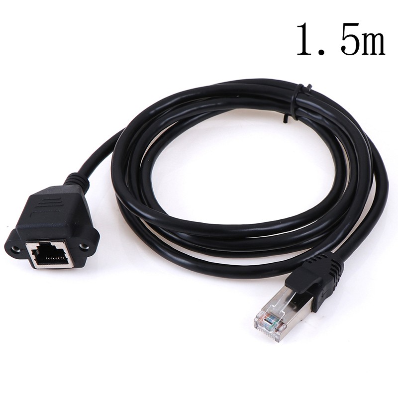 1Pc RJ45 Male to Female Screw Panel Mount Ethernet LAN Network Extension Cab.t2