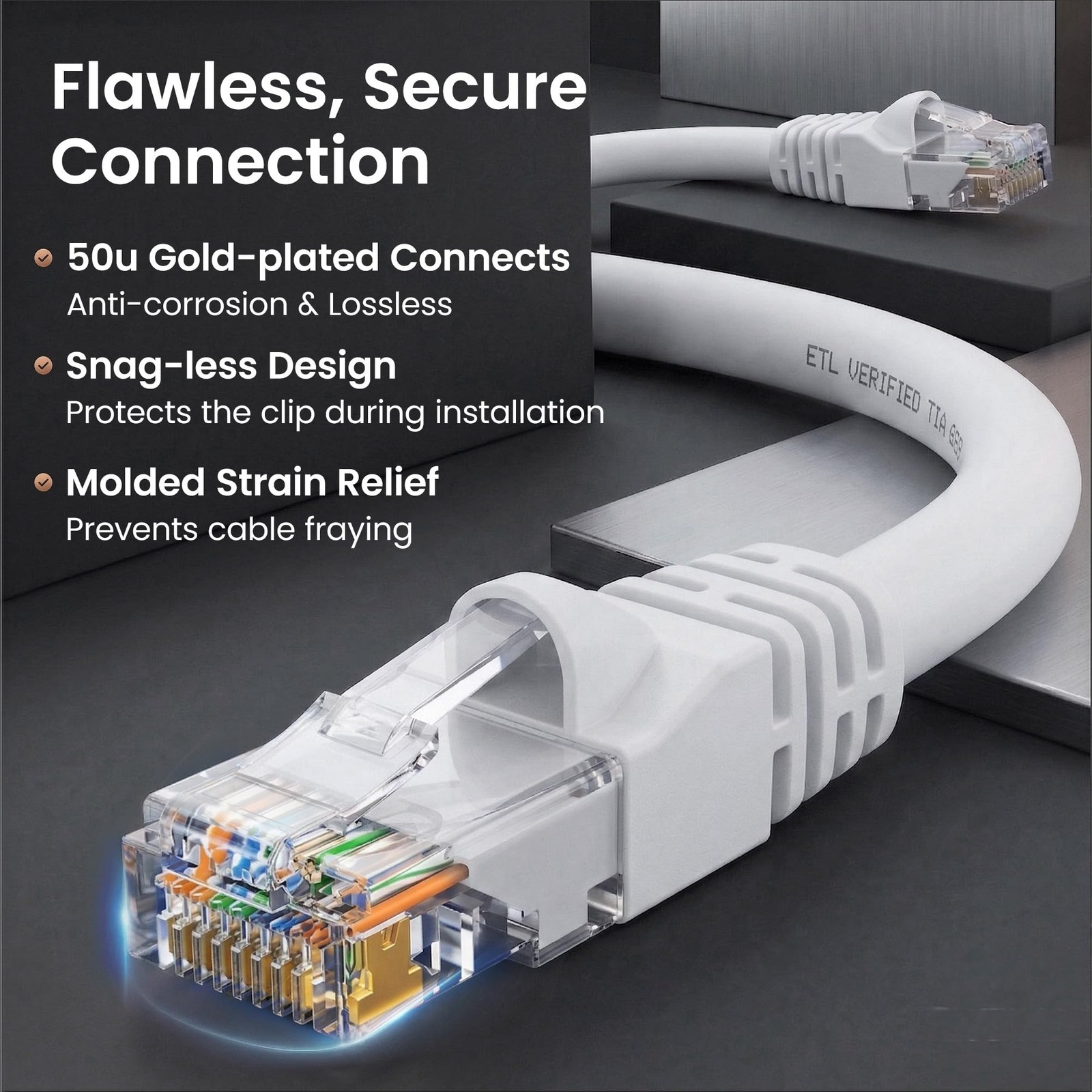 GEARit Cat 6 Ethernet Cable (20-Pack 10 Feet) Cat6 Network 10 Feet, White
