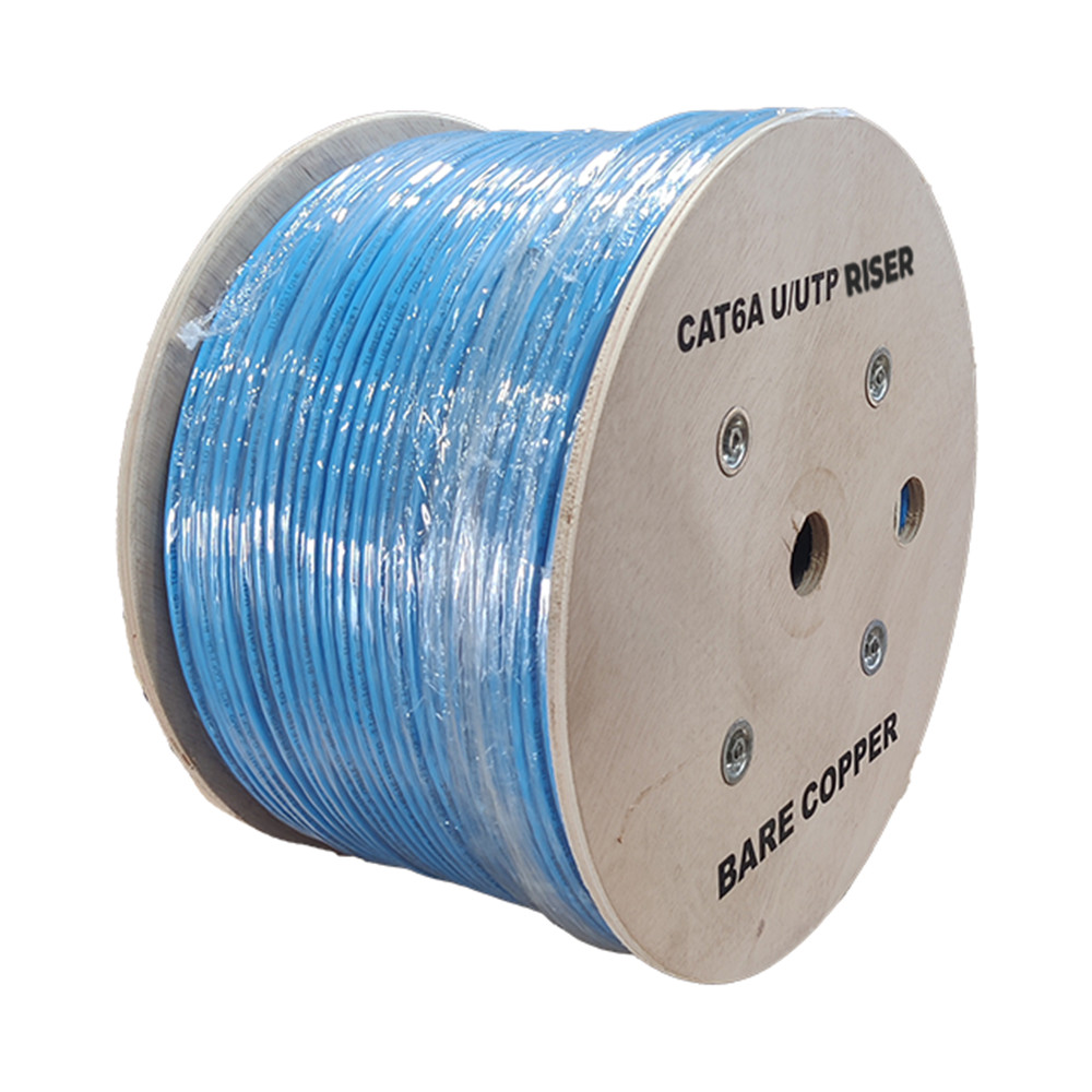 TS Cables Cat6a UTP Riser Bare Copper 23 AWG Solid Bare Copper CMR Cable Blue