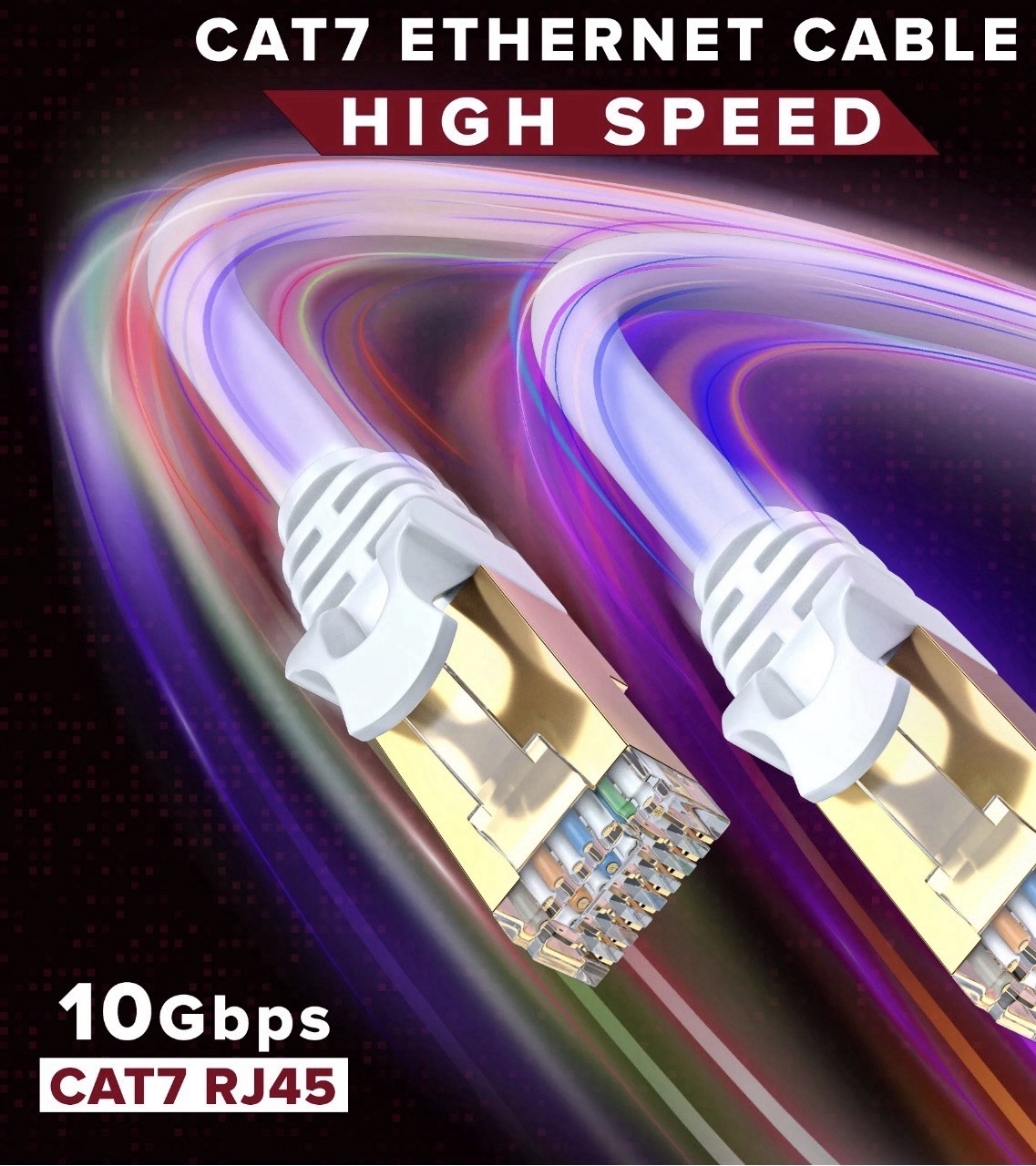 Cat 7 Ethernet Cable 75 ft -RJ45 Connector-double shielded STP-10 Gigabit 600MHZ