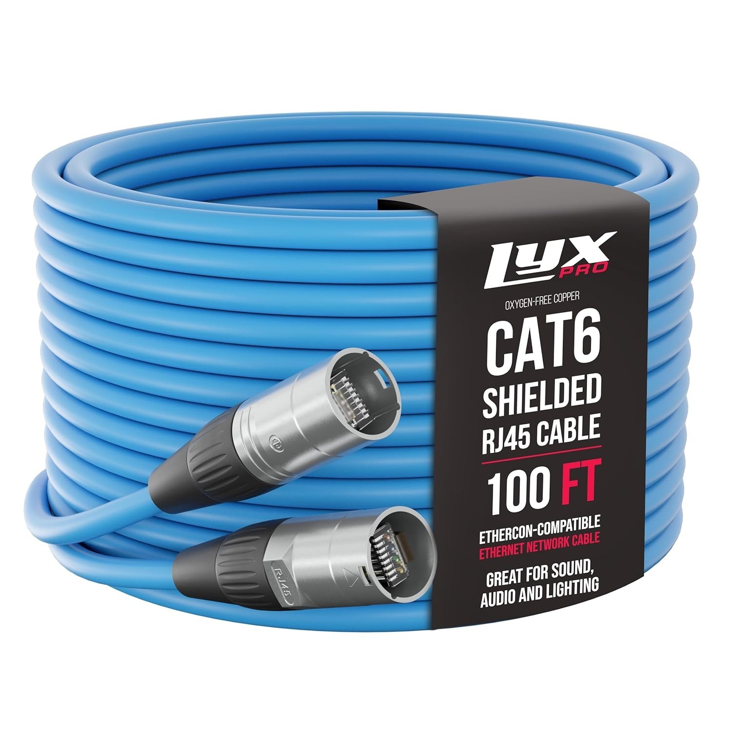 100ft Shielded CAT6 Ethercon Cable – Pro Audio DMX Stage Snake Blue New