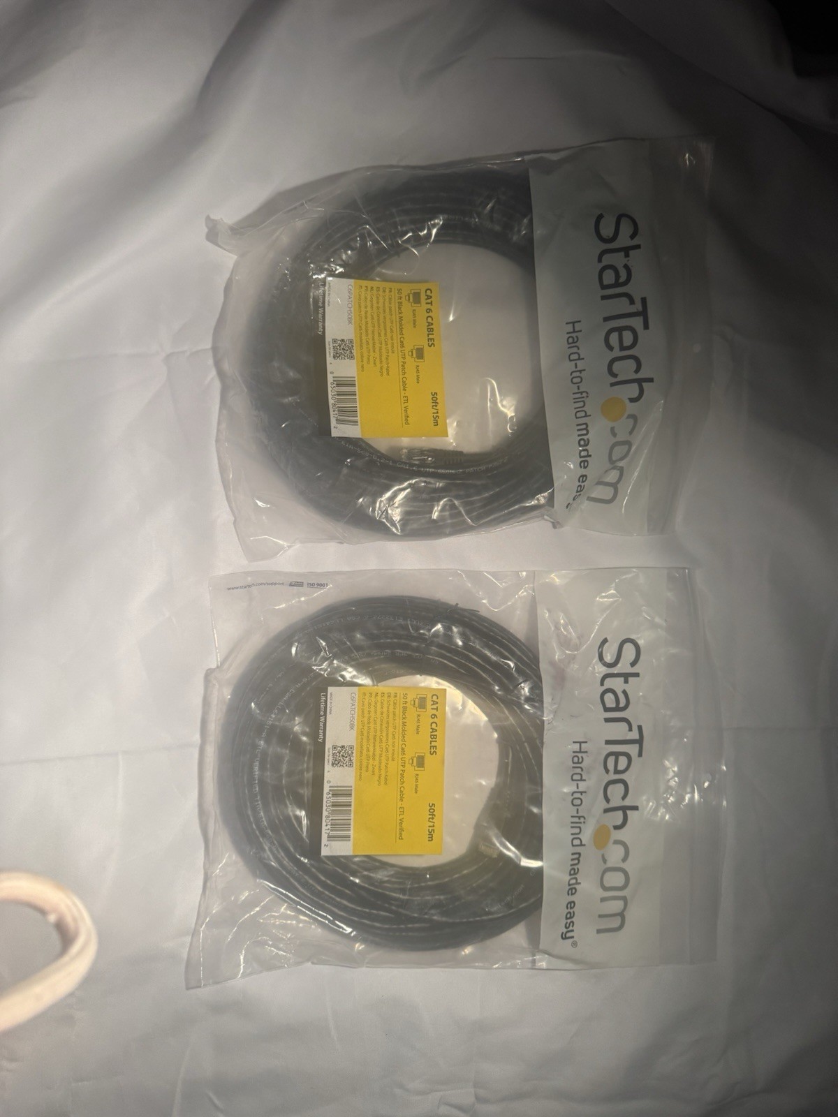 StarTech Cat 6 Ethernet Patch Cable RJ-45 Male 50ft/15m Black Round
