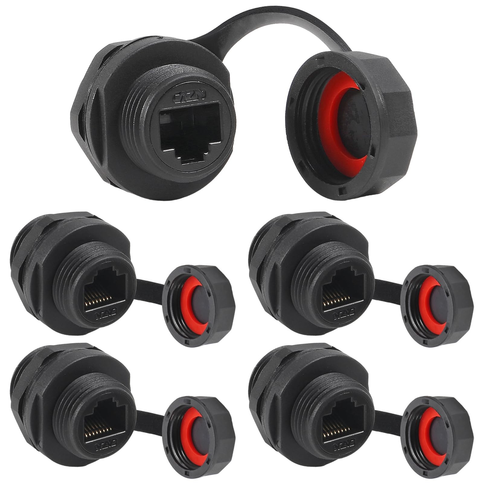 5pcs RJ45 Ethernet LAN Cable Connector CAT6 Shielded Industrial Panel Mount B…