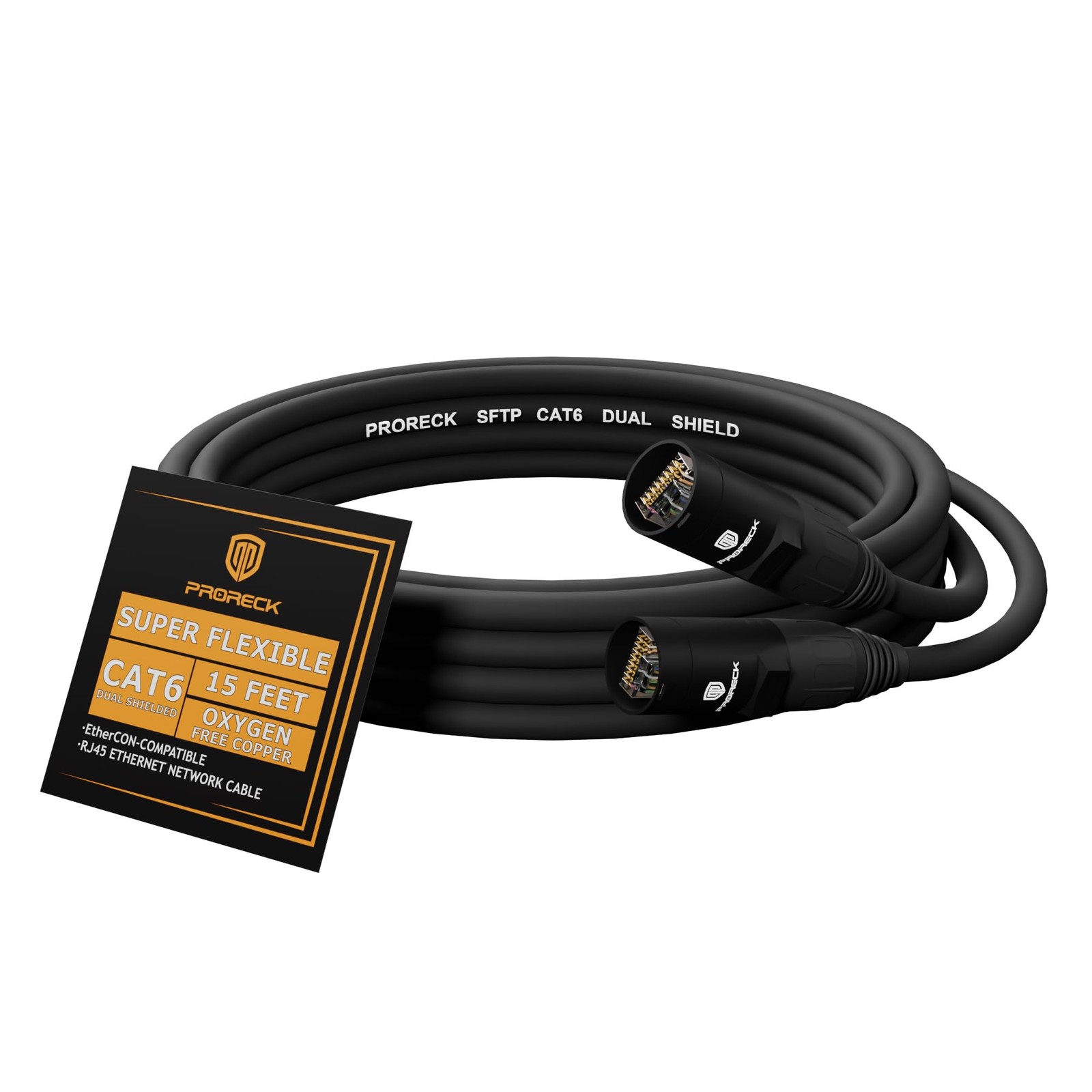 SFTP CAT6 Dual Shielded Ethernet Cable with EtherCON RJ45 Connectors,15ft, Hi…