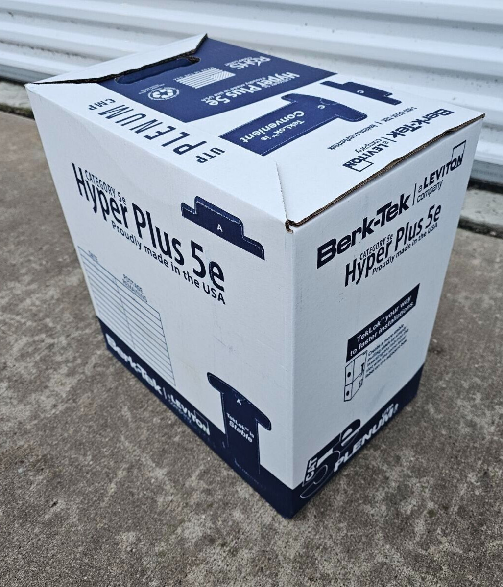 Berk-Tek Hyper Plus CAT5e Plenum UTP Ethernet Cable 1000ft box (White)