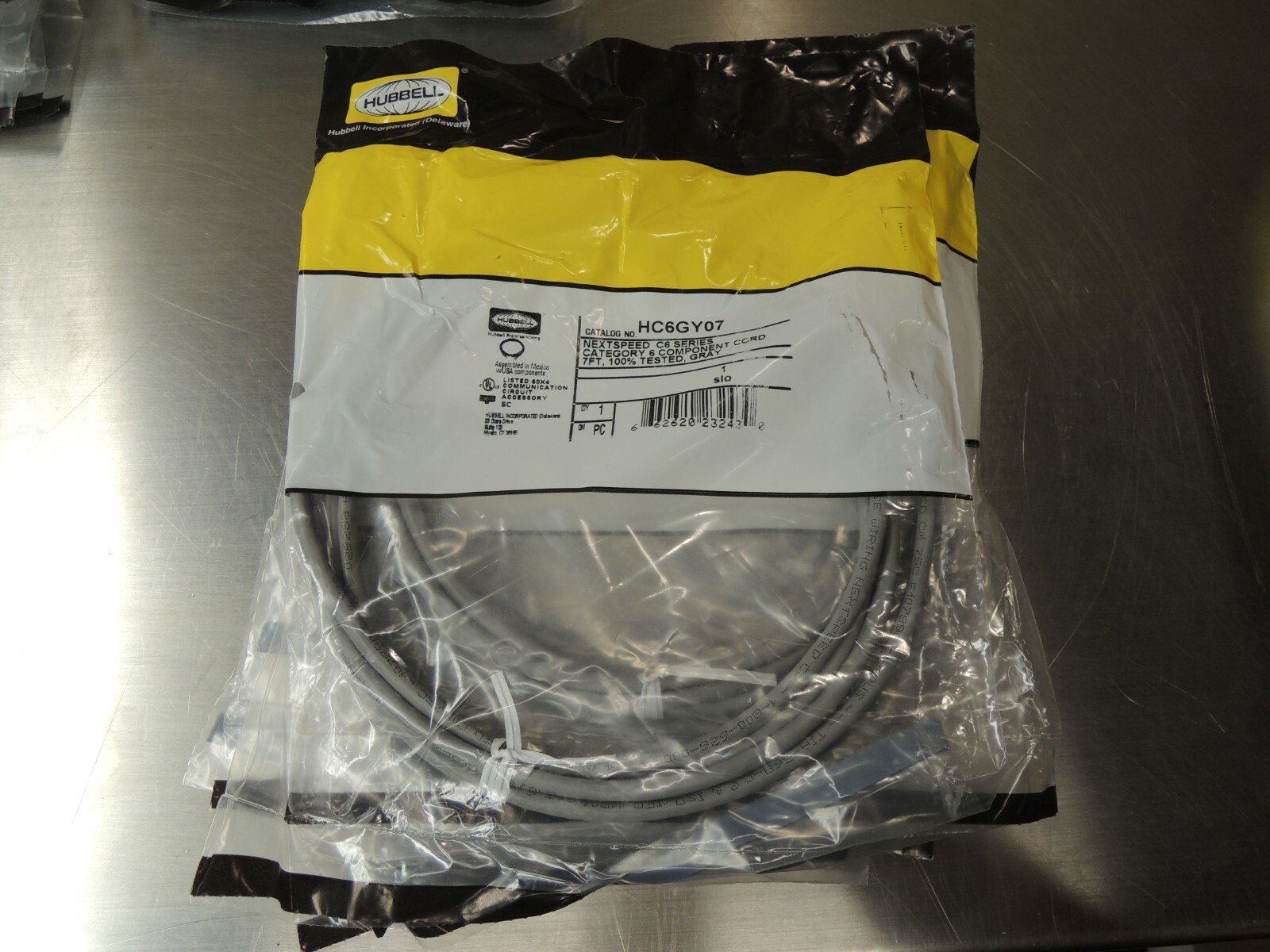 (10) Hubbell HC6GY07 NEXTSPEED Universal Category 6 Patch Cord, 7′ Length, Gray