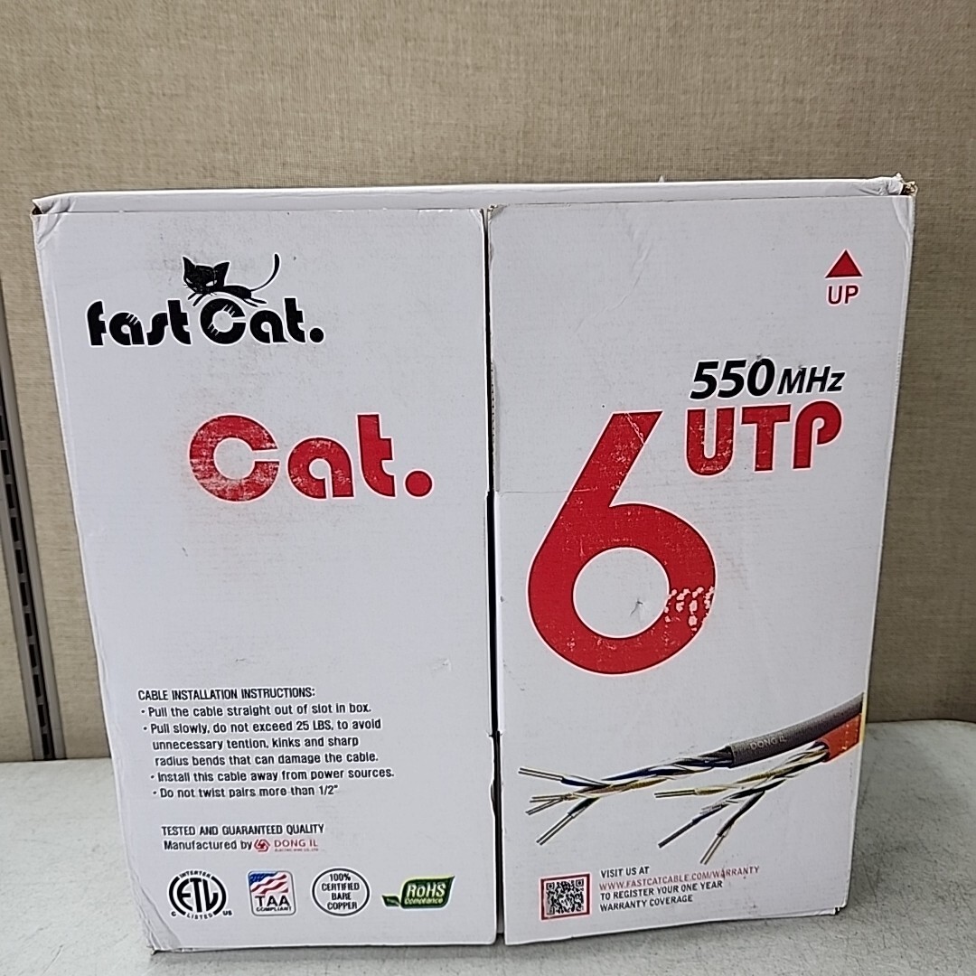 Cat6 Cable 1000ft 23AWG Solid 4 Pair Bulk Cat 6 Ethernet Cable (UTP CMR) 550MHz