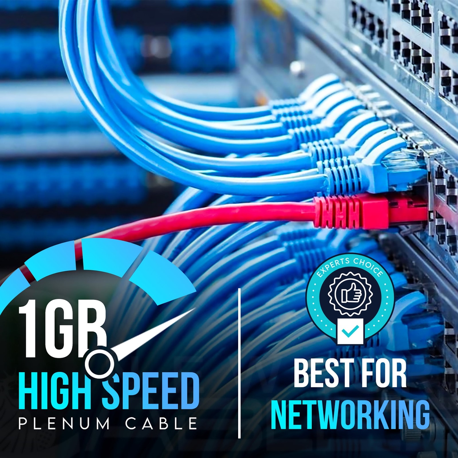Cat6 Plenum 1000ft Ethernet Cable Blue, CMP Rated, 23AWG, UTP, 550MHz, 10Gbps