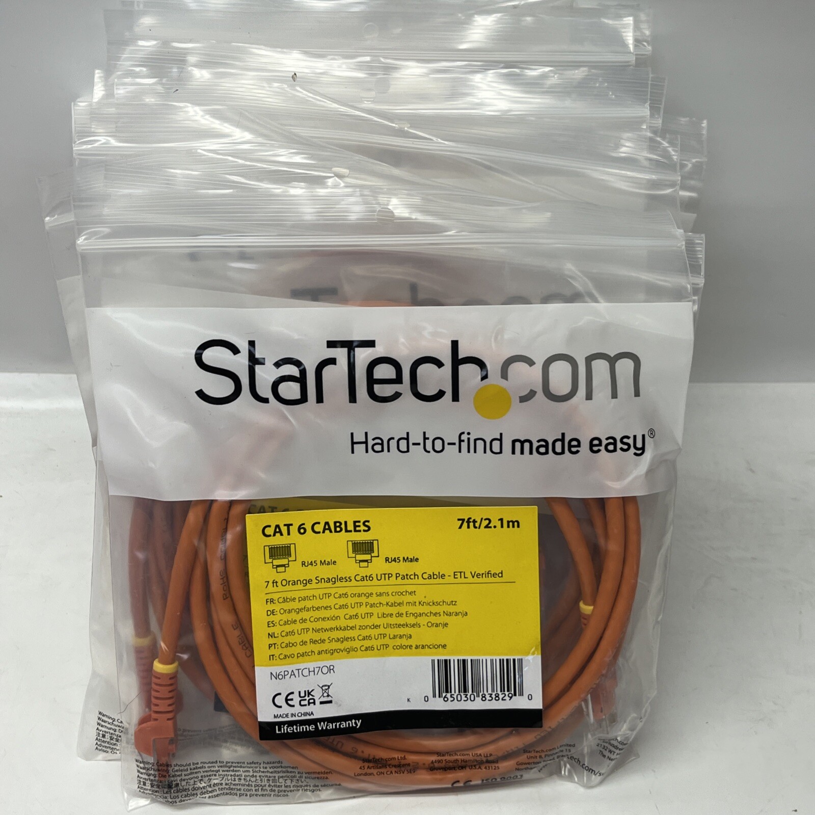 13pk StarTech N6PATCH7OR Cat6 Patch Cable Snagless RJ45 7ft Orange | USA Seller