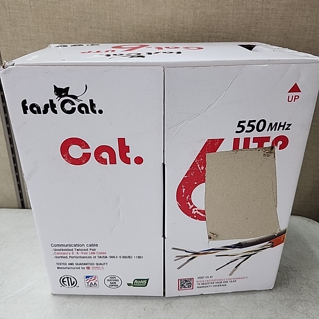 Cat6 Cable 1000ft 23AWG Solid 4 Pair Bulk Cat 6 Ethernet Cable (UTP CMR) 550MHz
