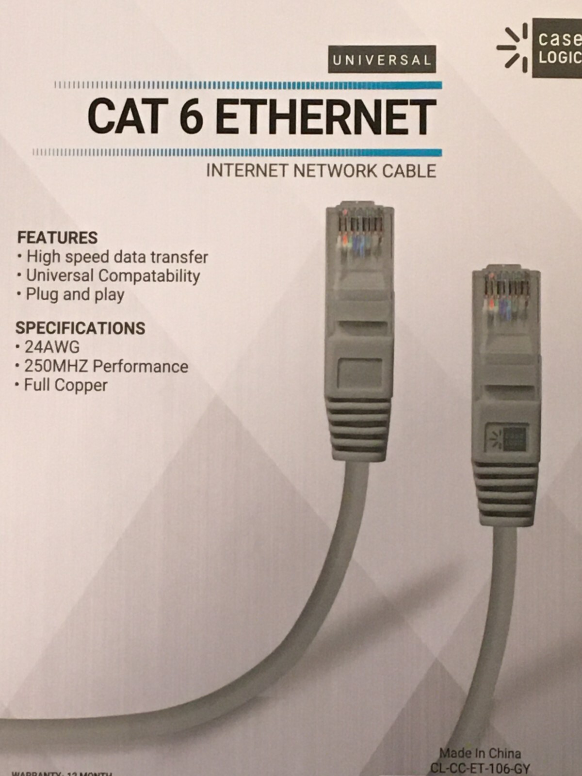 35 Ft. Feet 35′ Cat 6 Ethernet LAN Cable Universal CASE LOGIC New