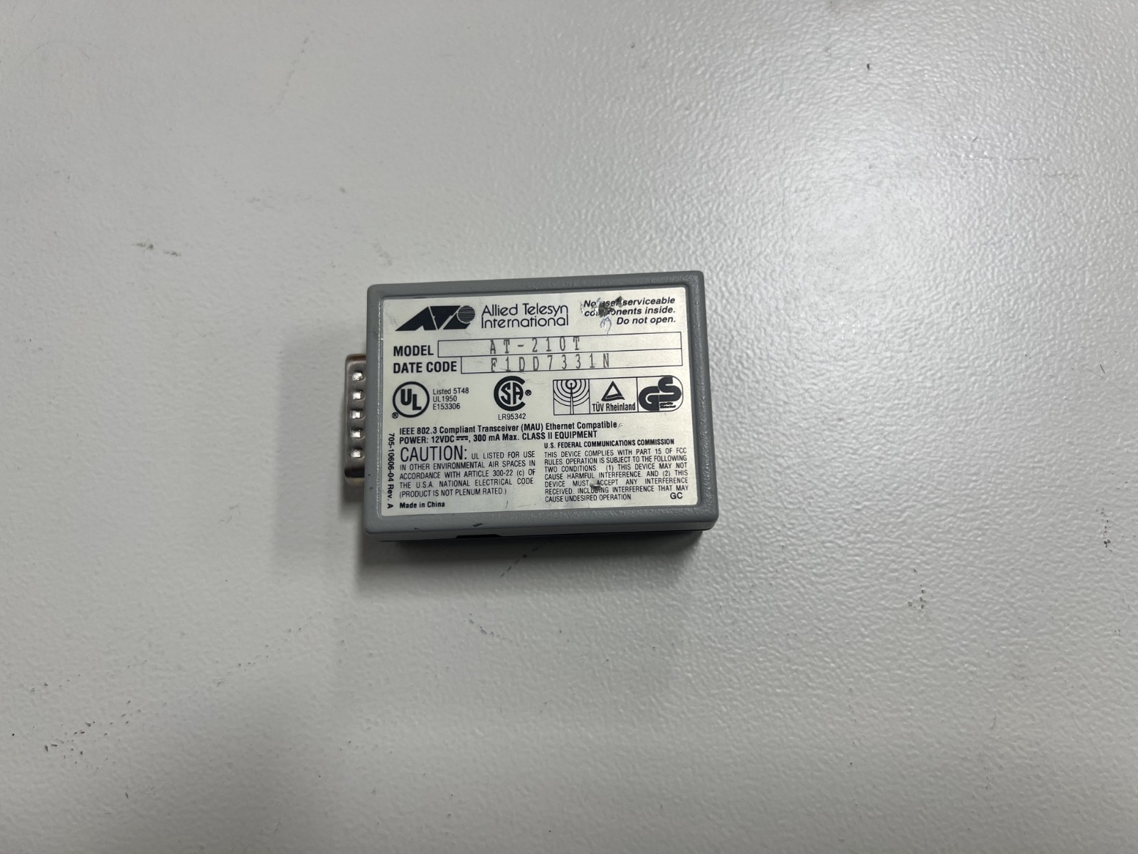 Allied Telesyn CentreCom AT-210T Twisted Pair Transceiver 210T IEEE 802.3