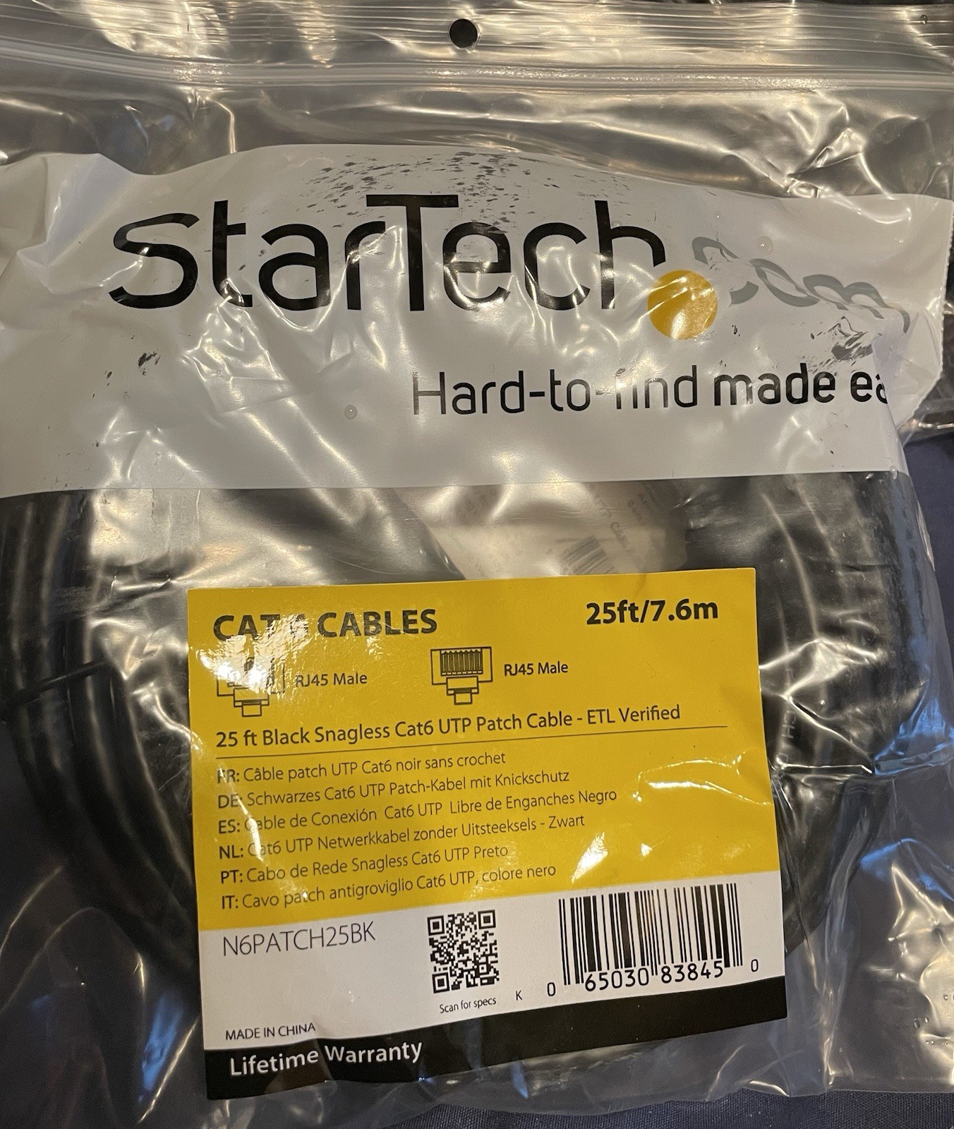 13 Pk Startech N6PATCH25BK 25FT BLACK CAT 6 CABLE | USA Seller | New