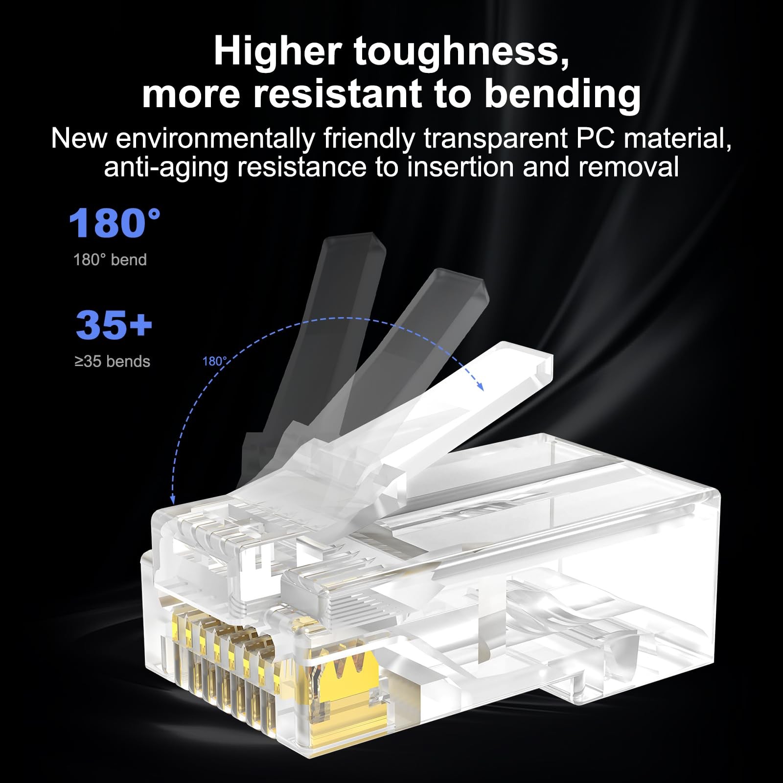 Cat 6 Pass Through RJ45 Connectors 24 to 26 AWG UTP Plug 50 PCS Boots