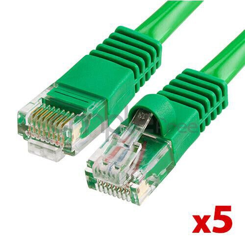 5x 1.5FT CAT5e Cable Ethernet Lan Network CAT5 RJ45 Patch Cord Green NEW