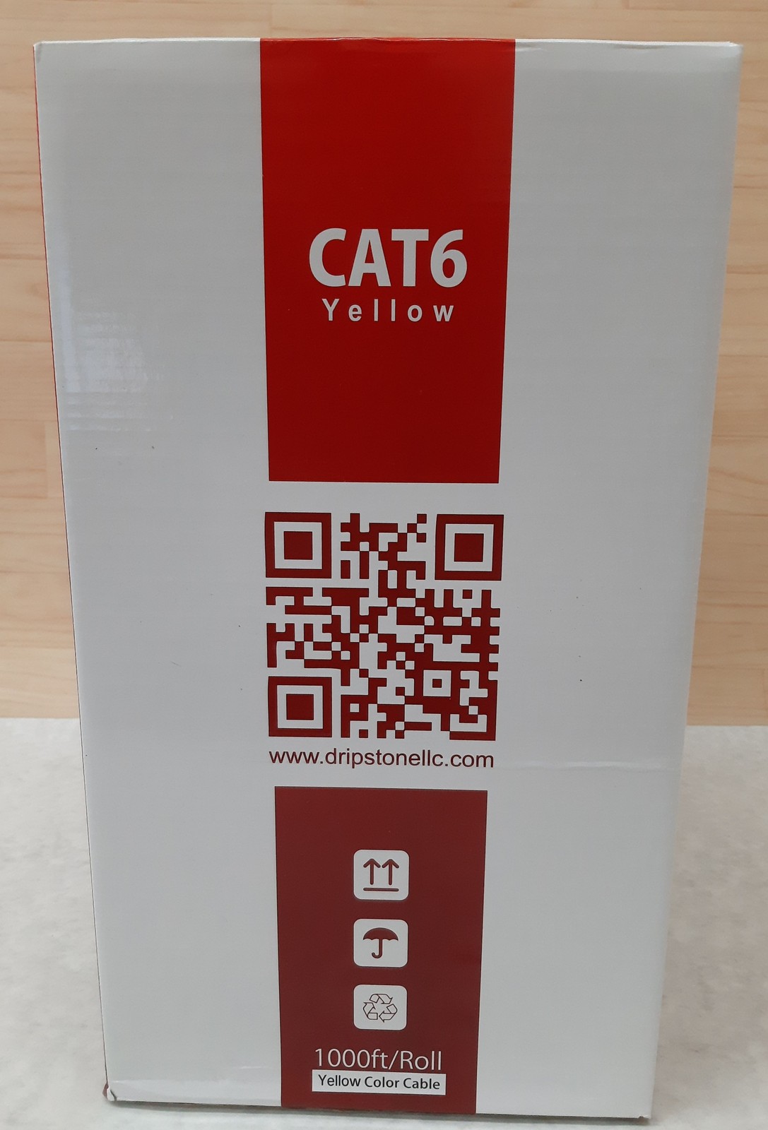 Dripstone 1000 Ft Roll CAT6 UTP Cable 4Pair 23AWG 1/0.57mm CCA PVC Jacket Yellow