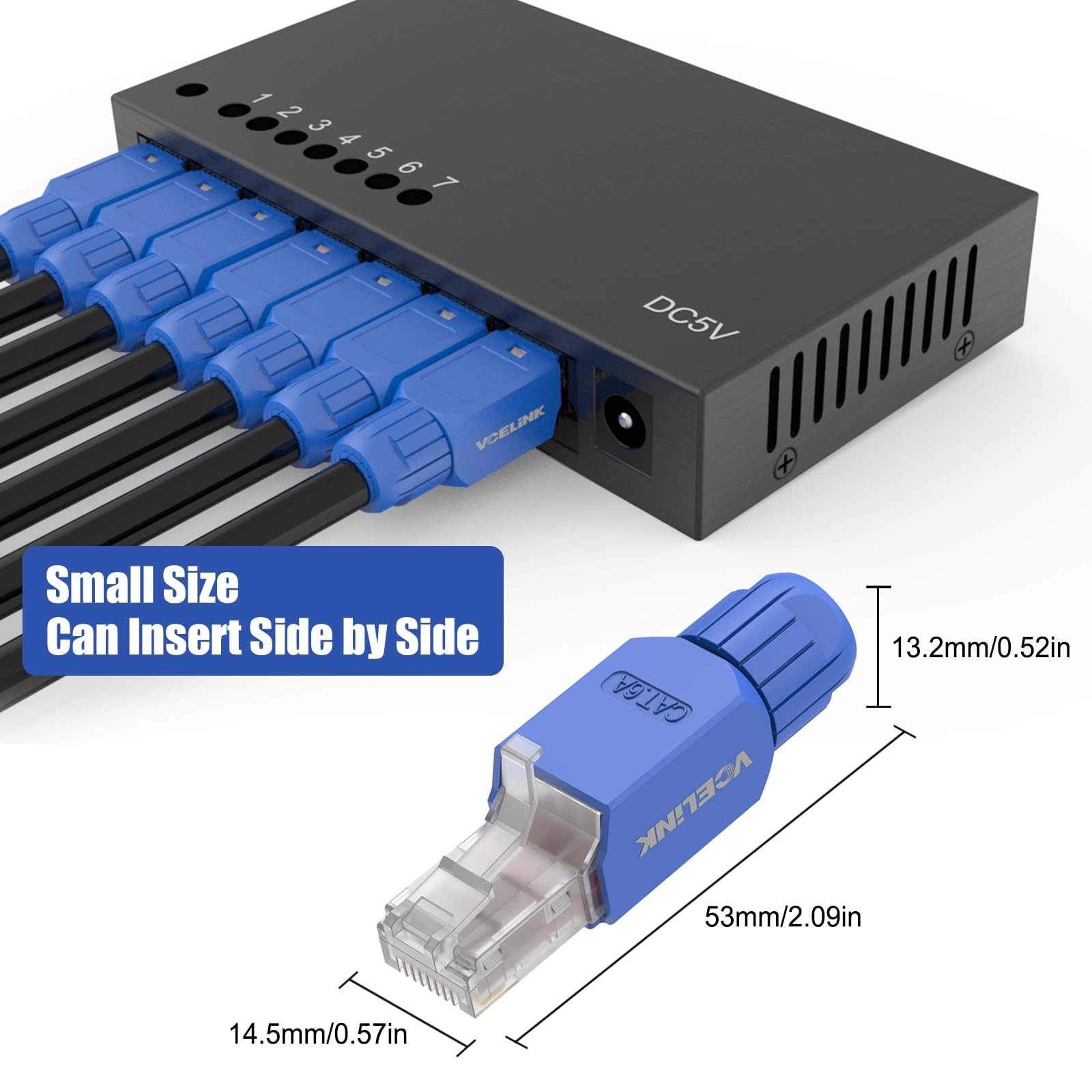Gold-Plated RJ45 Tool-Free CAT6A Field Termination Plug UTP Modular Connector