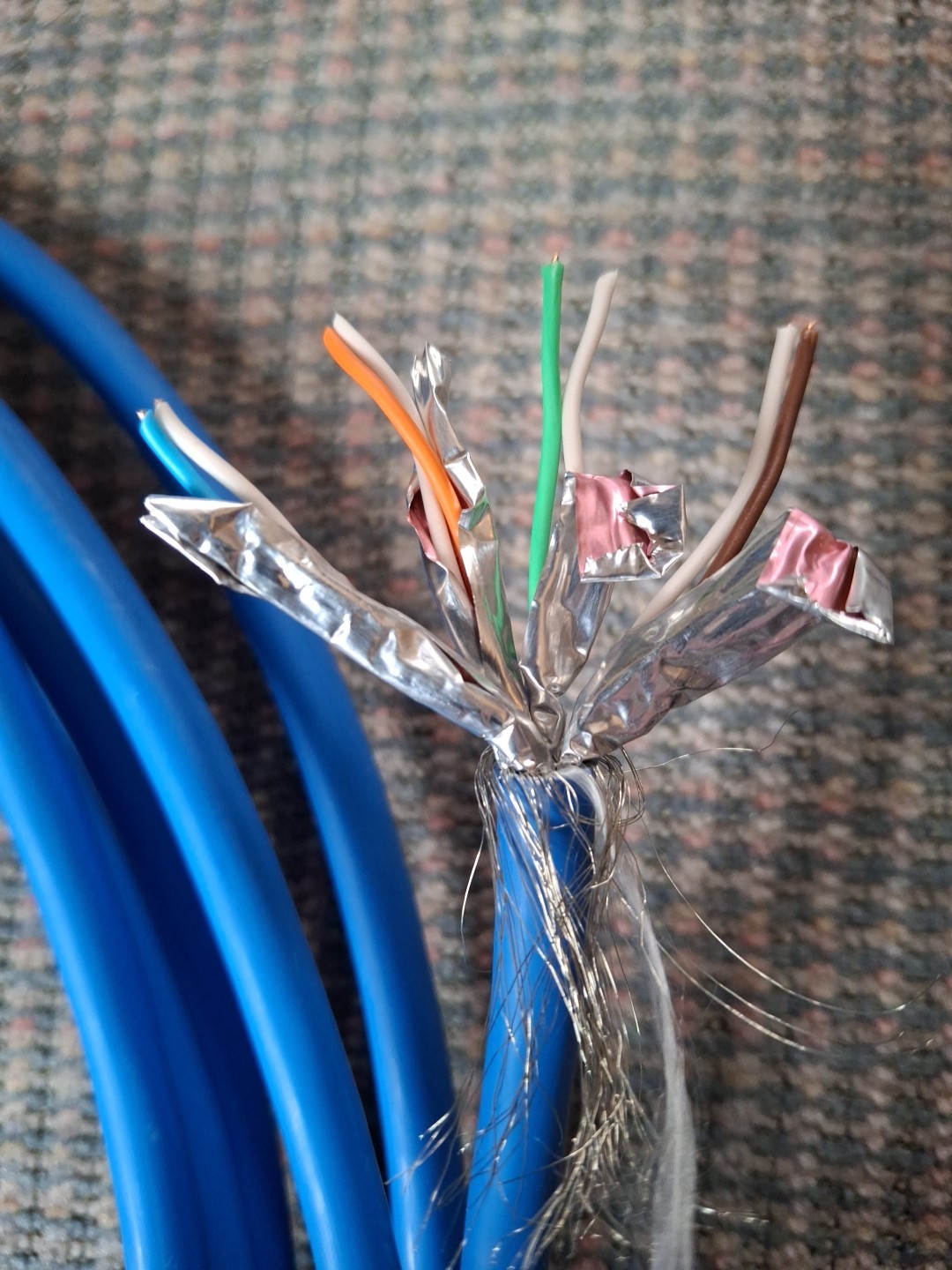 Belden Cat 6a 23awg shielded Solid Bare Copper Blue CPR ethernet cable 166 Feet