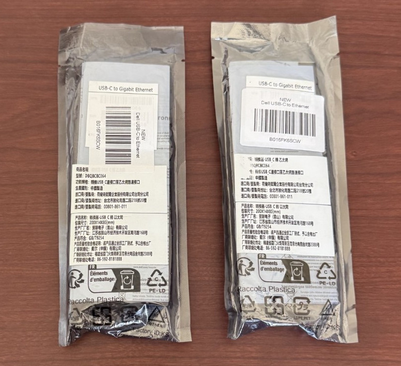 (2) Dell USB-C to Gigabit Ethernet Adapters DP/N 096NP5 New Sealed Free Shipping