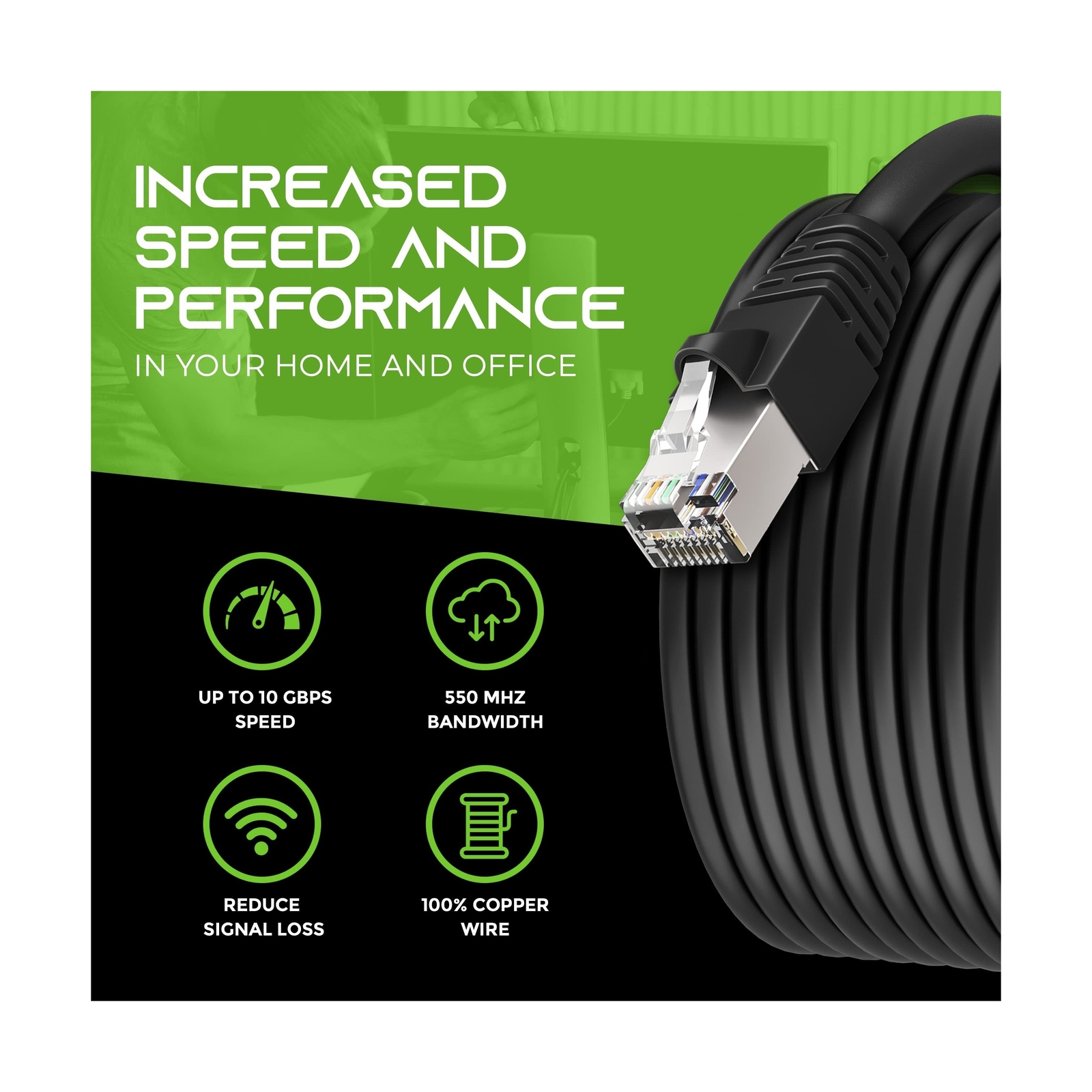 GearIT Cat6 Outdoor Ethernet Cable (50ft) 23AWG Pure Copper, FTP, LLDPE, Wate…