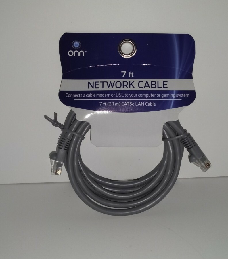 Onn 7FT Network Cable Supports 10/100/1000 Base-T (Mbps) Ethernet New Cat5e Lan