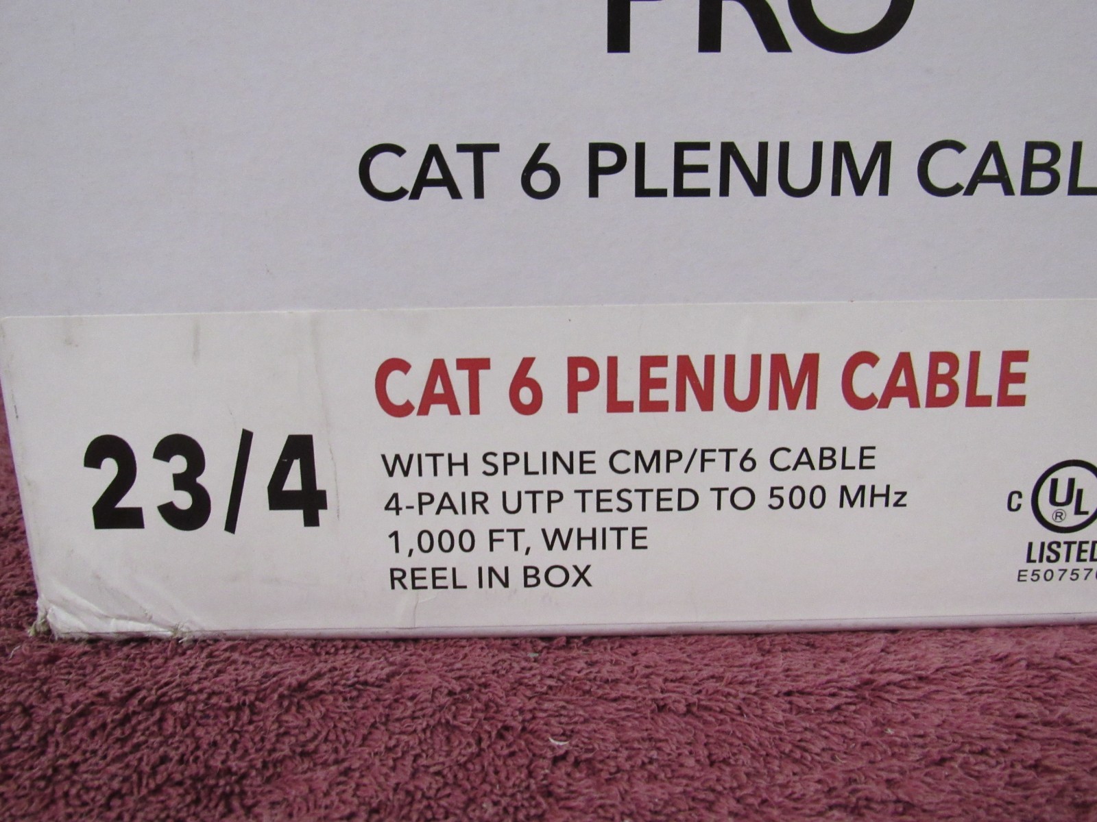 Adi Pro Cat 6 Plenum Cable 23/4 1000 FT CAT6 PWH White 500mHz NETWORK DATA CL3P