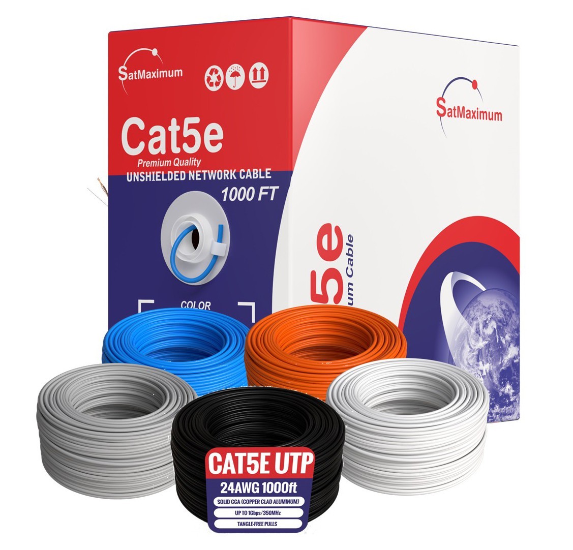 CAT5e 1000FT Ethernet UTP Cable LAN Network 24AWG RJ45 Solid CCA Pull Box LOT