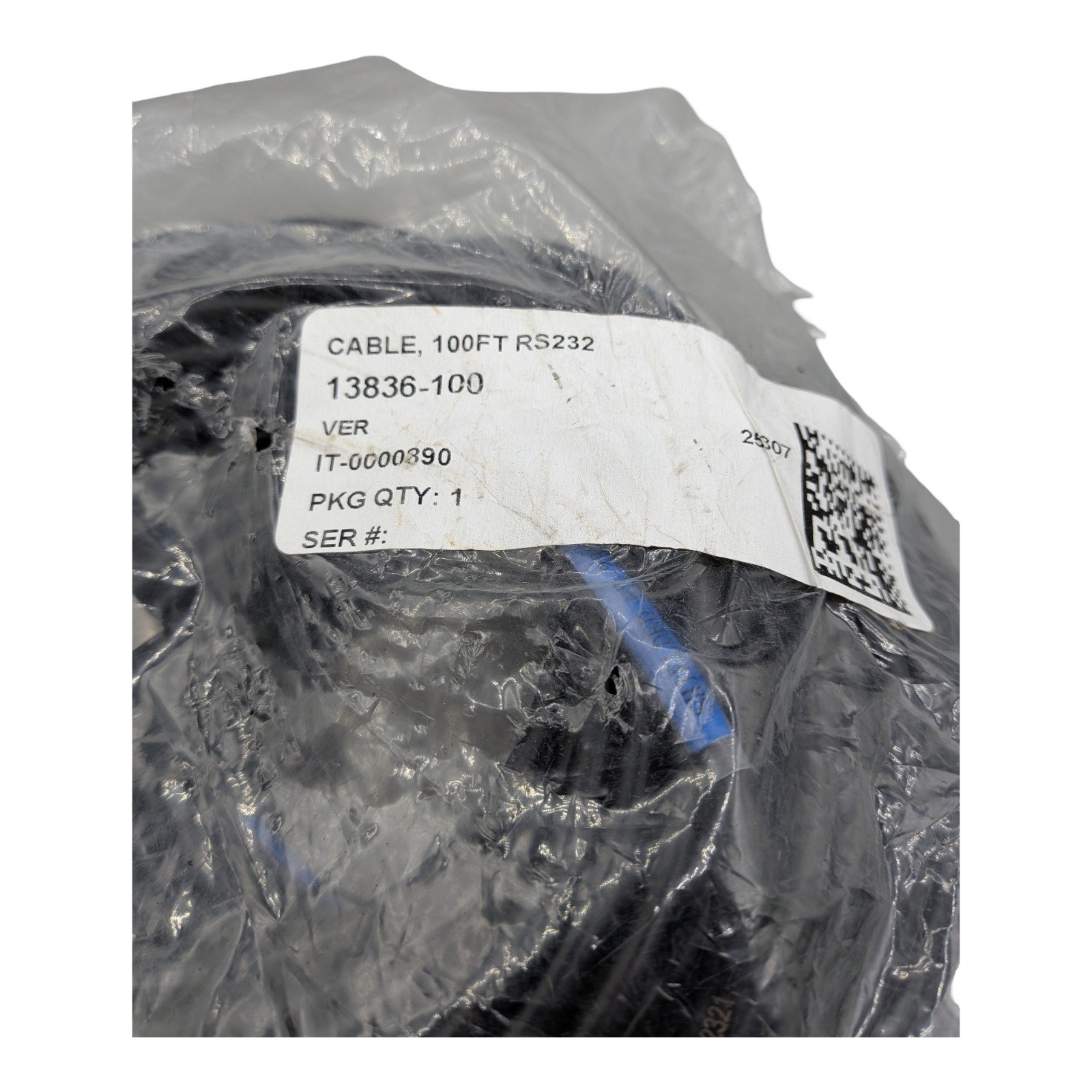 100ft RS232 Serial Cable Shielded RJ45 Male to Male Black 13836-100 REV A01
