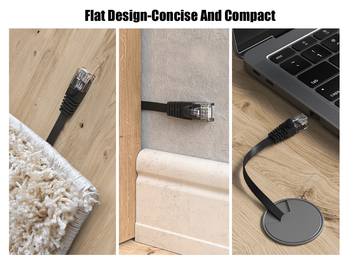 35ft Cat6 Flat Ethernet Network Patch Cable UTP Snagless 32AWG Bare Copper, B…