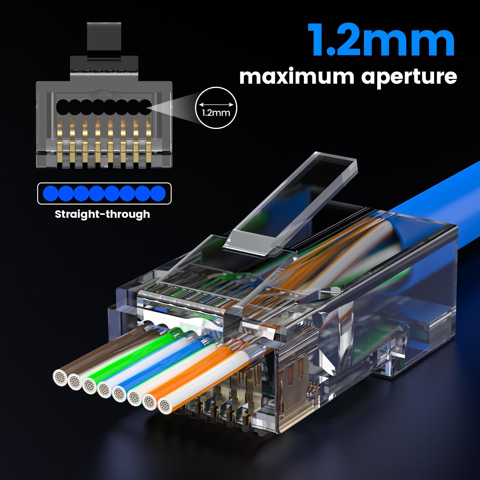 25 PCS RJ45 Cat6 Connectors Unshielded Modular Plug Solid Stranded UTP Cable
