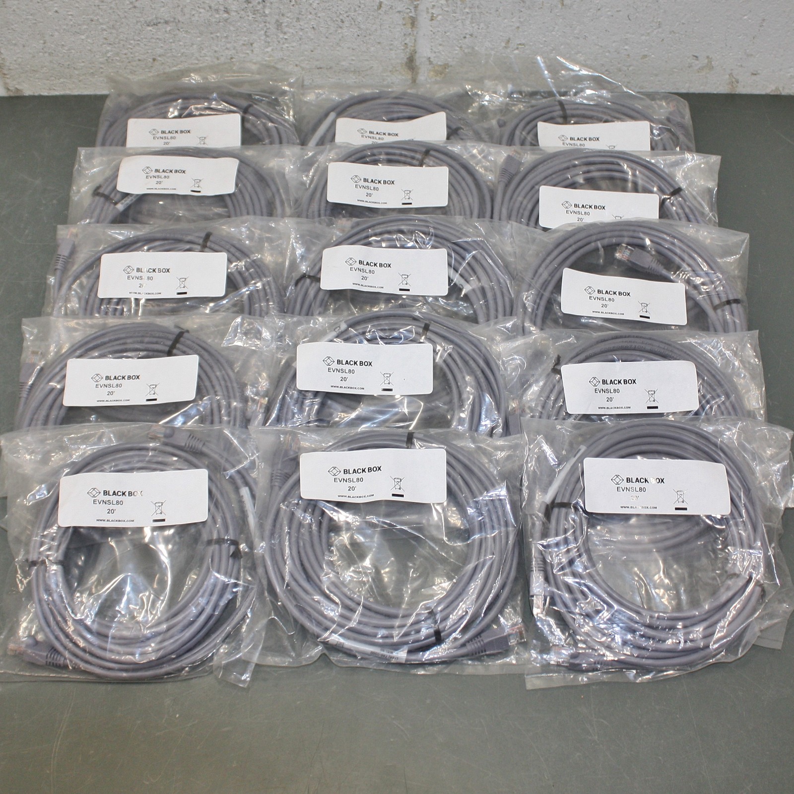 (15) Black Box CAT5e Ethernet Patch Cable EVNSL80, 20 ft, RJ-45, 24 AWG