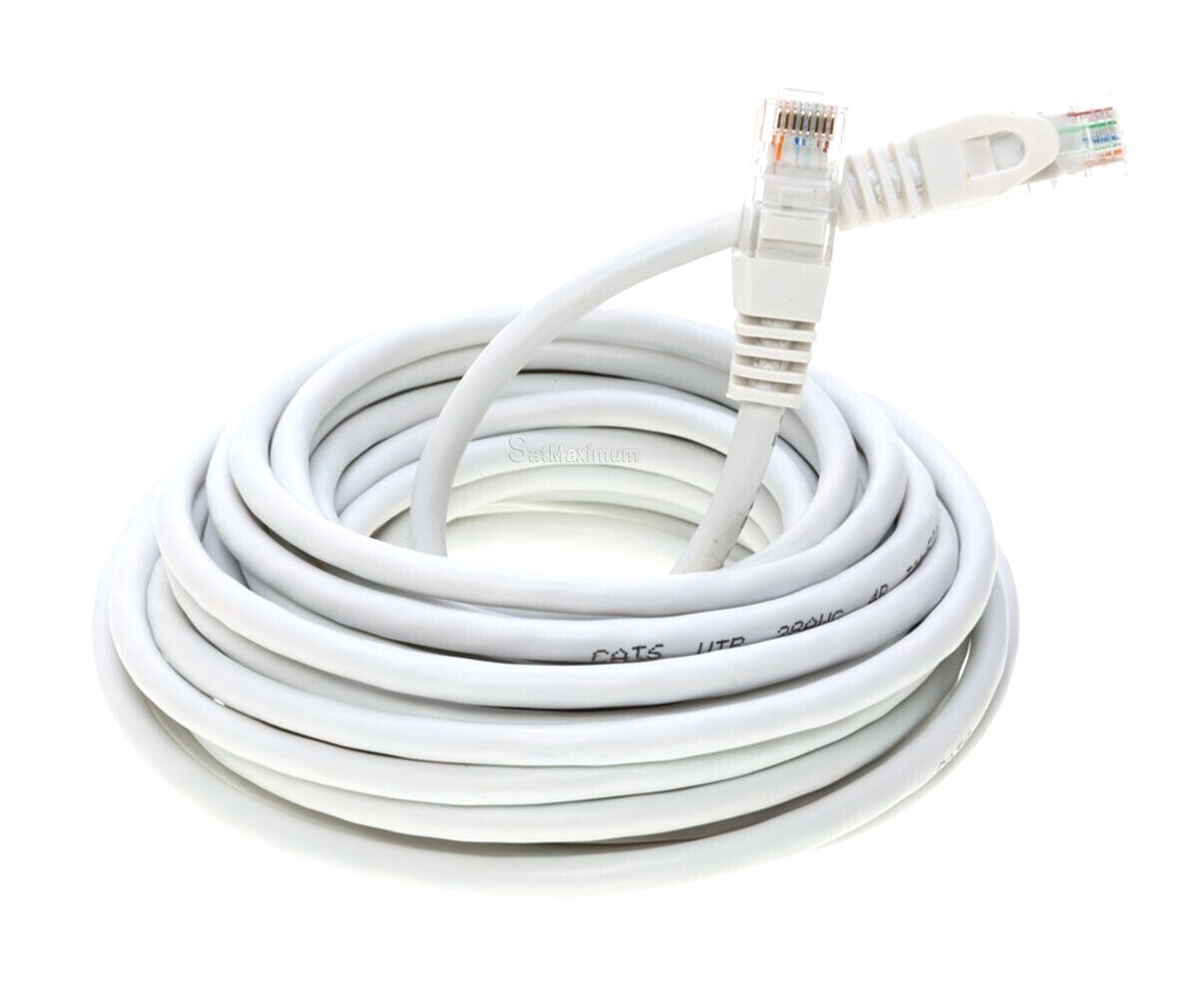 CAT5 Ethernet Patch Cord RJ-45 LAN Network Internet Cable White 25FT – 200FT LOT