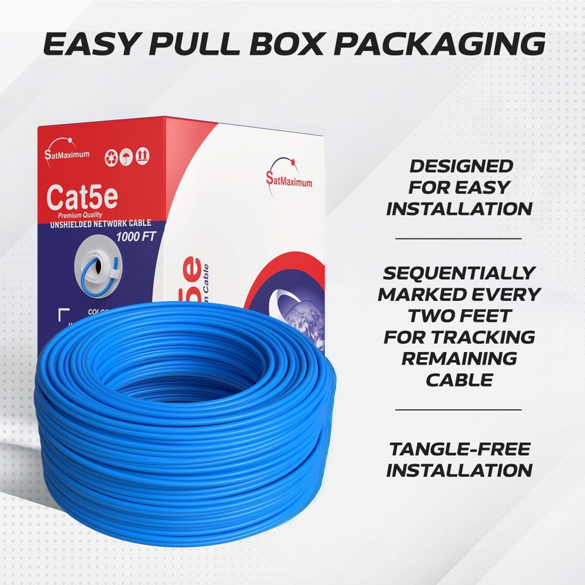 500ft CAT5e UTP Solid Ethernet Network LAN Cable 24AWG Pull Box Bulk Wire Blue