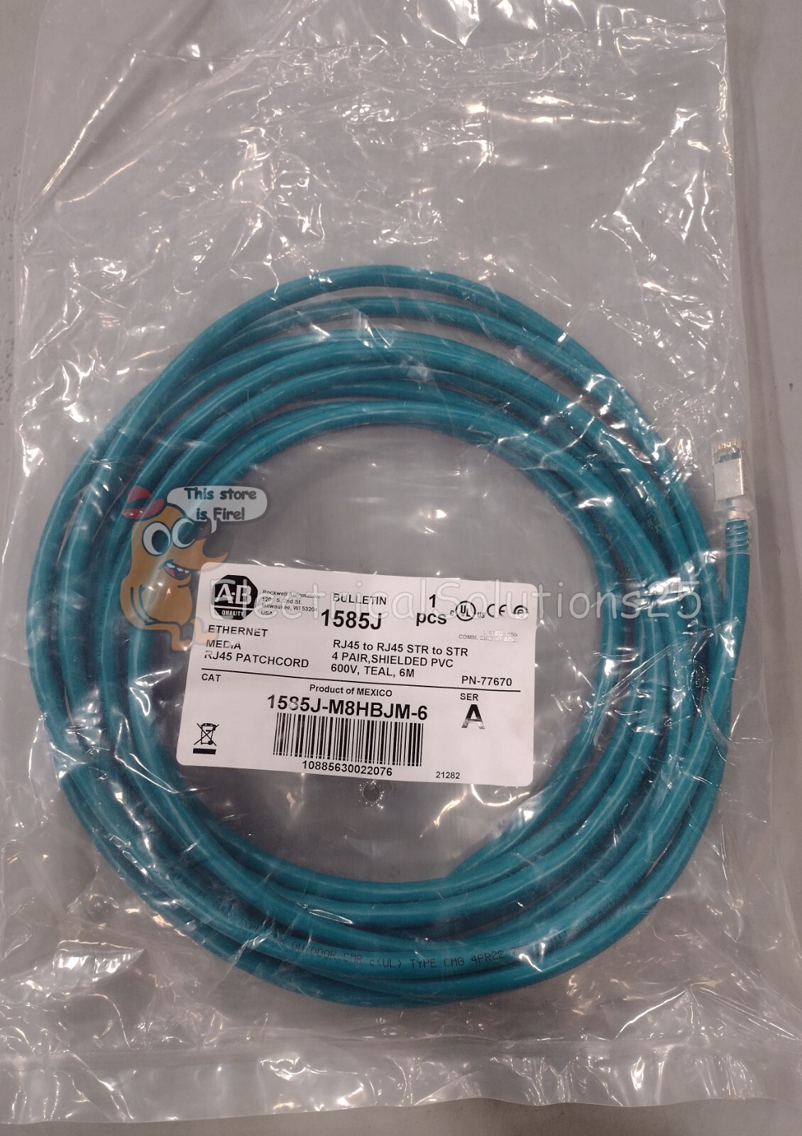 NEW ALLEN-BRADLEY 1585J-M8HBJM-6 RJ45 ETHERNET MEDIA Patch Cord – FREE SHIPPING