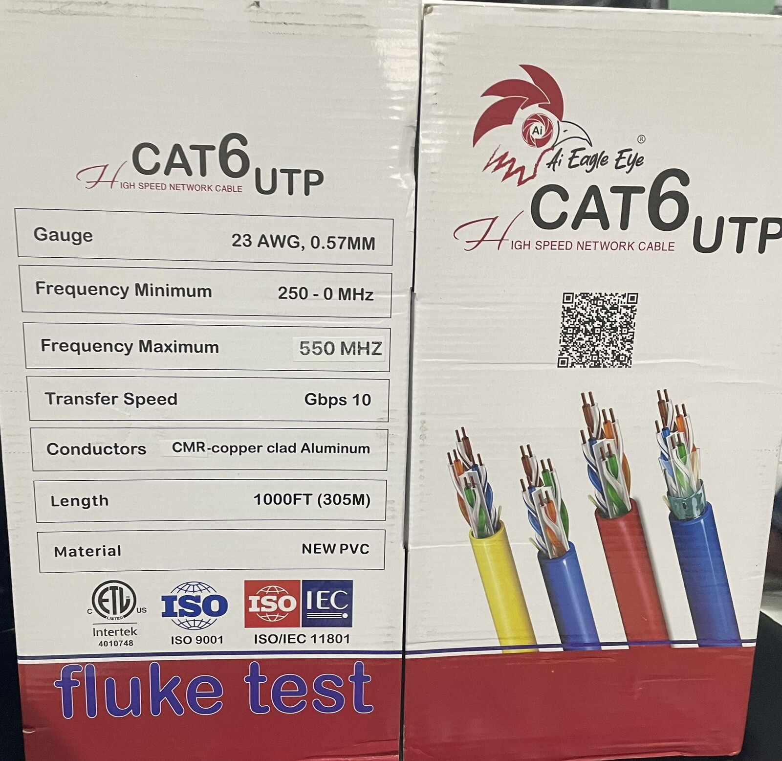 Cat6 1000FT (UTP CMR) PLENUM COPPER- 10Gbps, FLUKE TESTED 550 MHZ