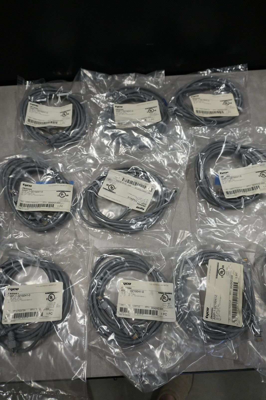 Lot of 10 Tyco AMP Cat 5E 10ft Ethernet Patch Cable Gray RJ45 NEW Sealed