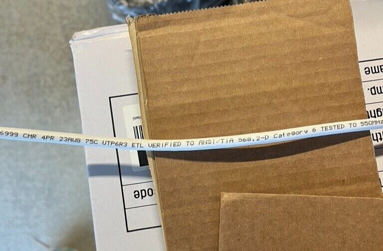 100 feet Network Cable Cat6 Ethernet 23 AWG CMR Insulated Solid Bare Copper Wire