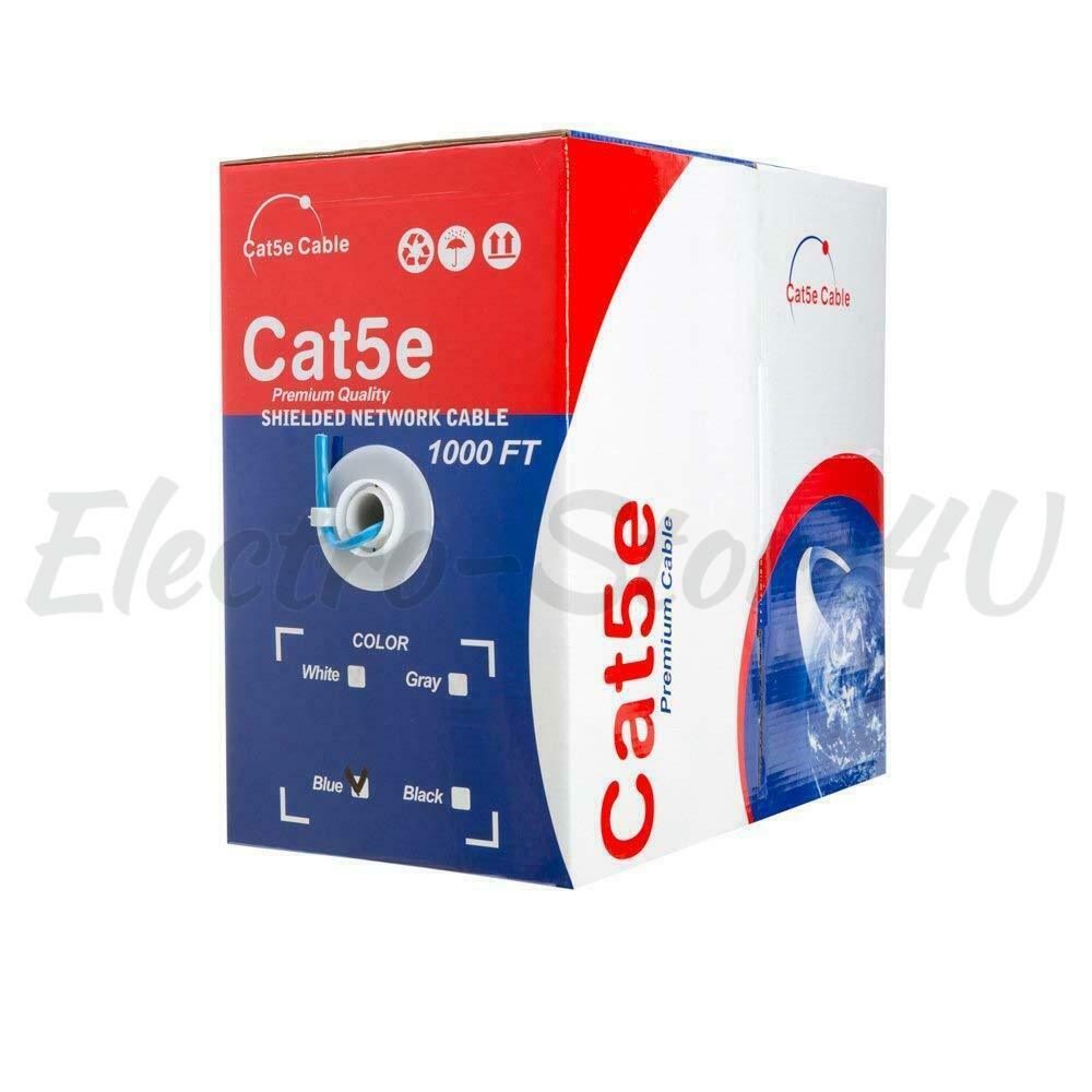 SHIELDED CAT5e 1000ft FTP Bulk Ethernet Cable Solid Network Wire RJ45 LAN 24 AWG