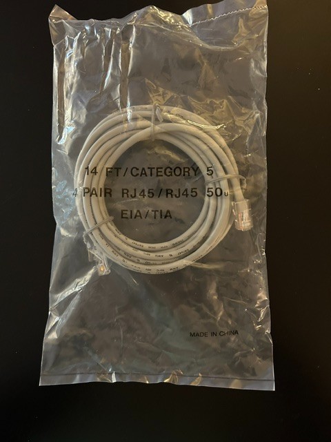 5 14FT Cat5 Ethernet Patch Cable RJ45/RJ45 4-Pair 50u EIA/TIA 568 NEW Sealed Bag