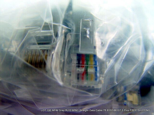 Lot of 20 New Gray RJ12 6P6C Straight Data Cables 7ft 8102-66107 FREE SHIPPING