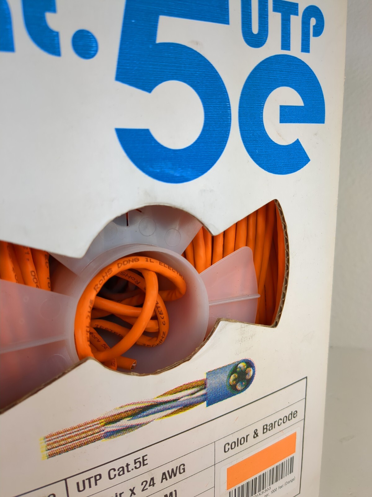 Cat5e Ethernet Cable 1000ft 24AWG Bulk Cat 5e Cord CMR CCA LAN Wire Orange